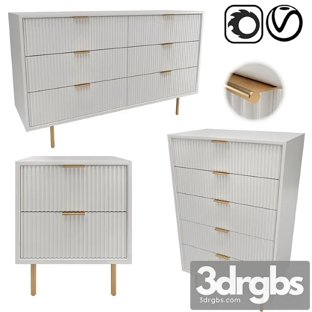 West elm quinn lacquer 2 3D Model Download