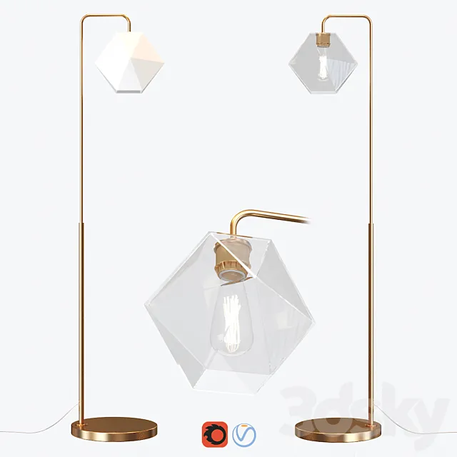 West Elm Sculptural Glass Faceted Floor Lamp 3D Model