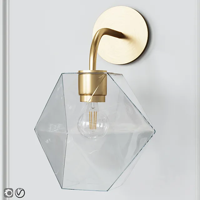 West Elm Sculptural Glass Faceted Sconce Clear 3D Model