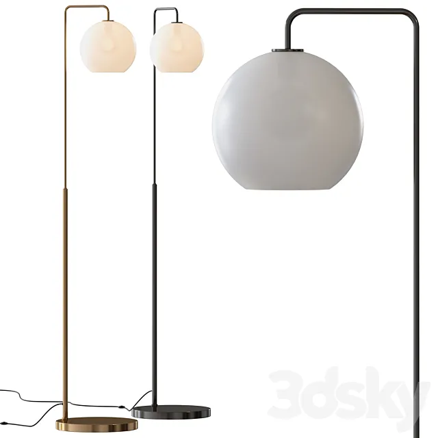 West Elm Sculptural Glass Globe Floor Lamp 3D Model West Elm Sculptural Glass Globe Floor Lamp 3D Model