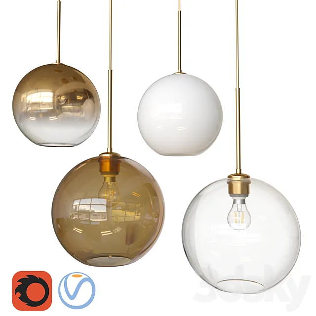 West Elm Sculptural Glass Globe Pendant – Medium 3D Model