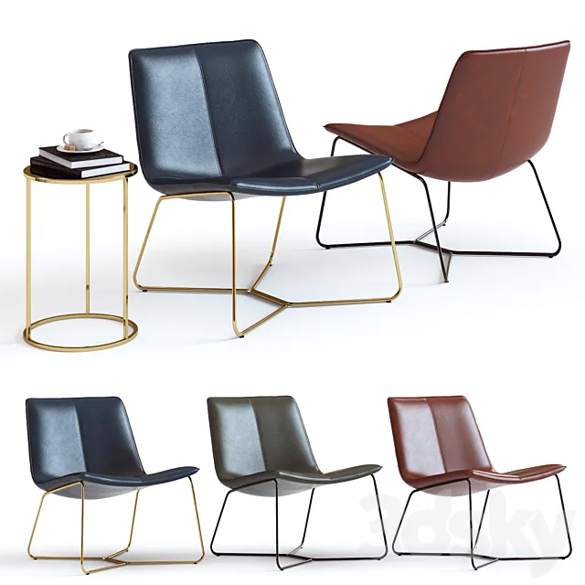 West Elm Slope Leather Lounge Chair 3D Model West Elm Slope Leather Lounge Chair 3D Model