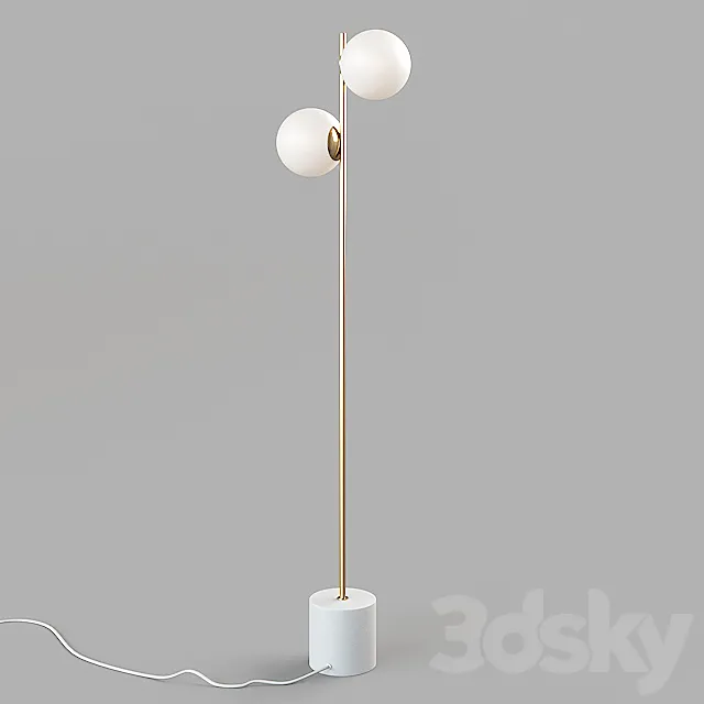 West Elm Sphere + Stem Floor Lamp – Brass 3D Model West Elm Sphere + Stem Floor Lamp – Brass 3D Model