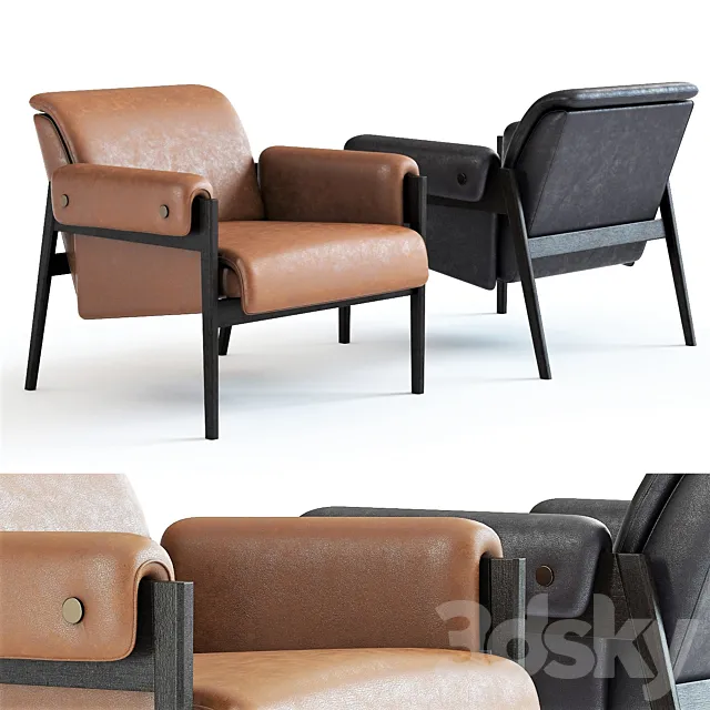 West Elm Stanton Leather Chair 3D Model West Elm Stanton Leather Chair 3D Model