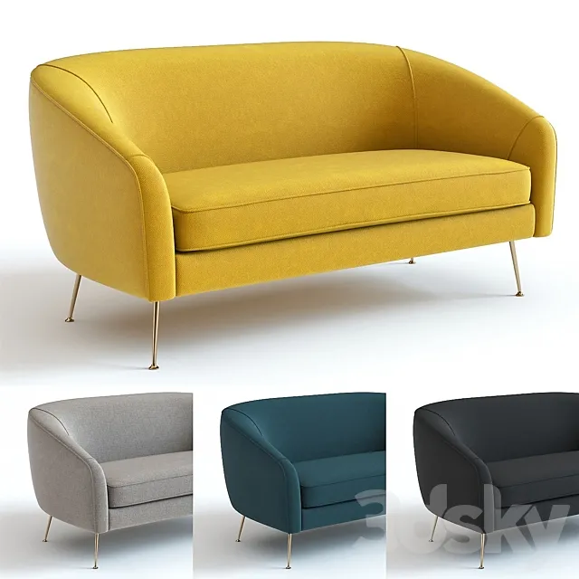 West elm stella loveseat 3D Model