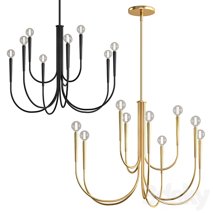 West Elm Swoop Arm Chandelier 3D Model