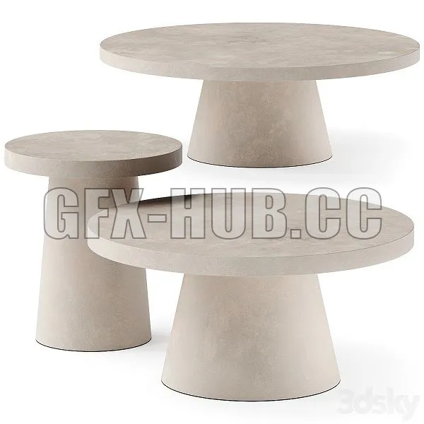 West Elm Two Tone Concrete Round Side Coffee Tables 3D Model