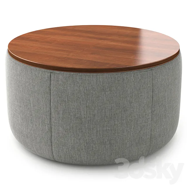 West Elm Upholstered Ottoman 3D Model West Elm Upholstered Ottoman 3D Model
