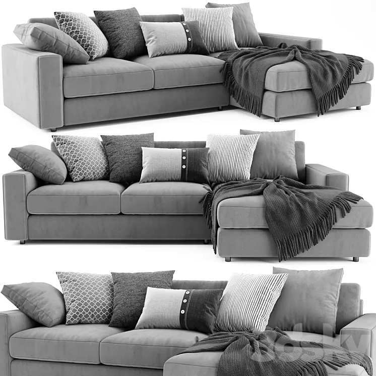 West Elm Urban Chaise Longue 3D Model West Elm Urban Chaise Longue 3D Model