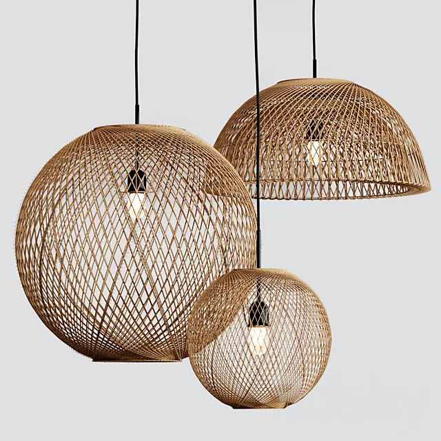 West Elm Wicker Pendant 3D Model