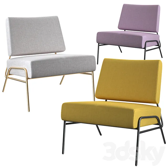 West Elm Wire Frame Slipper Chair 3D Model West Elm Wire Frame Slipper Chair 3D Model