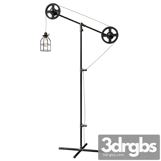 West ninth vintage pulley wheel floor lamp 3D Model Download
