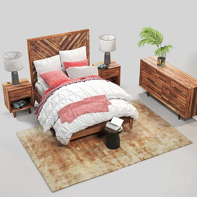 westelm Alexa Bed Set 3DModel westelm Alexa Bed Set 3DModel