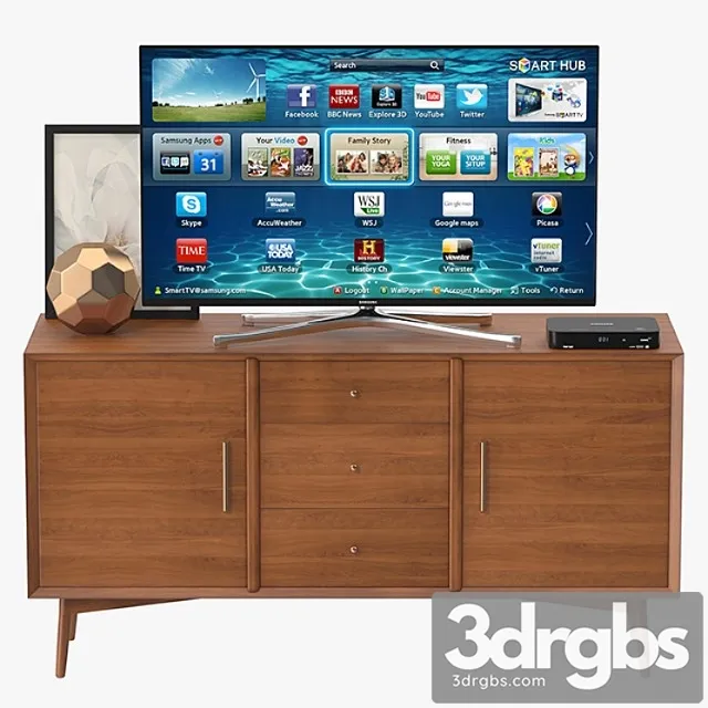 Westelm century media console 57 2 3D Model Download