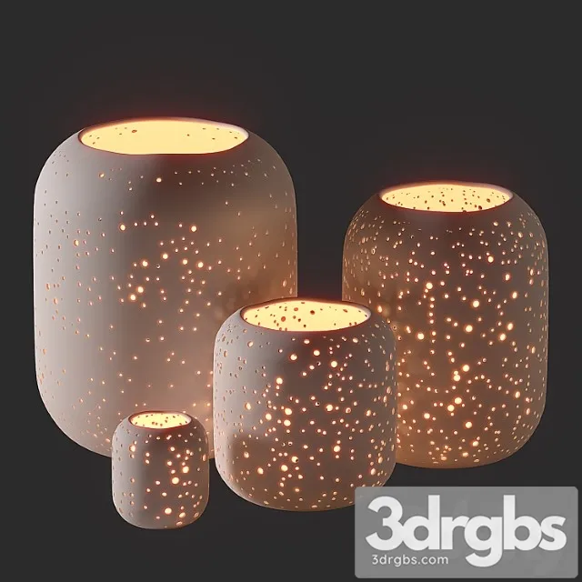 WestElm Pierced Constellation Ceramic Candleholders 3D Model Download