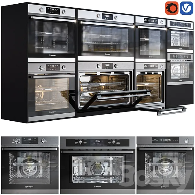 Westinghouse oven set 3D Model Westinghouse oven set 3D Model