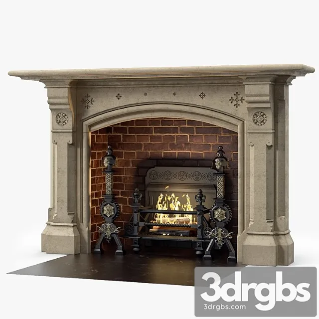 Westland london a large yorkstone gothic style antique fireplace stock no 14223 3D Model Download