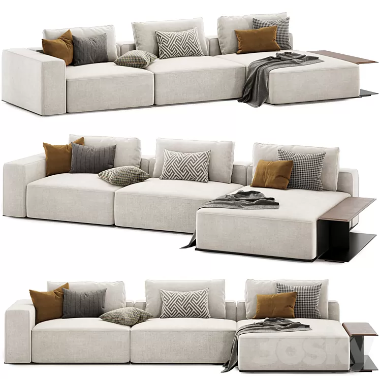 westside modular sofa with side table by poliform 3D Model Free Download