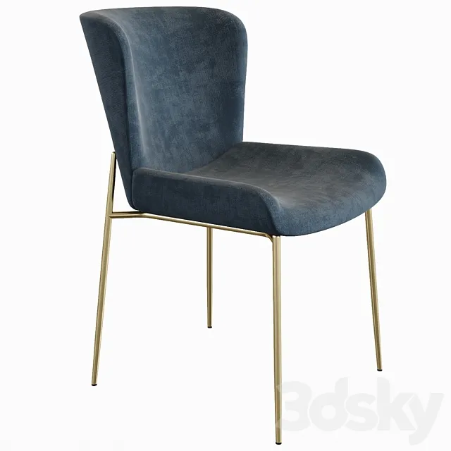 Westwing Collection Sedia imbottita in velluto grigioTess 3D Model