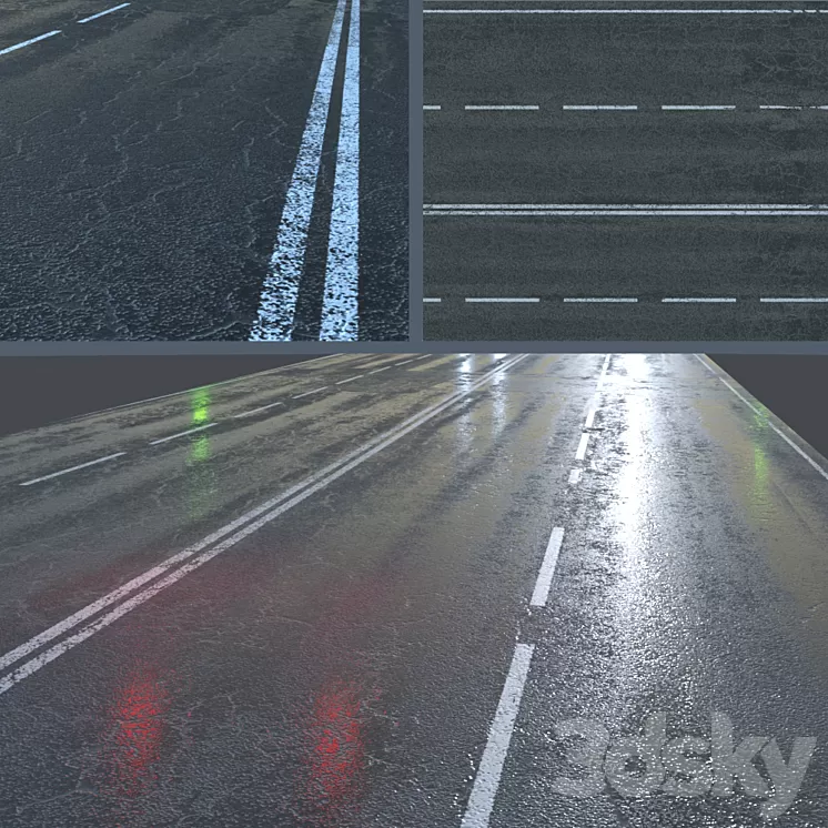 Wet asphalt 3D Model Wet asphalt 3D Model