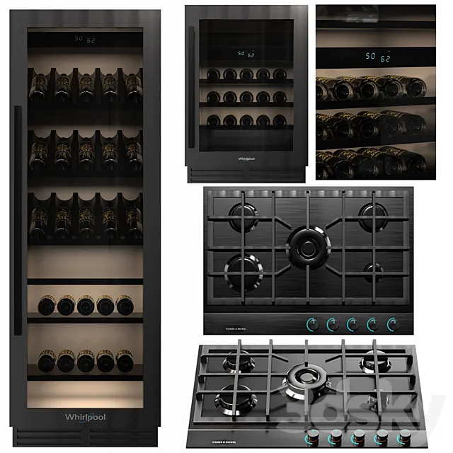 WHIRLPOOL AND FISHER&PAYKEL KITCHEN APPLIANCE SET NO4 3D Model WHIRLPOOL AND FISHER&PAYKEL KITCHEN APPLIANCE SET NO4 3D Model