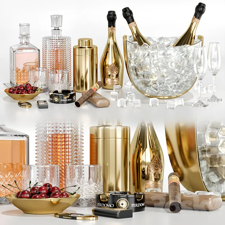 whiskey and champagne cocktail 3D Model Free Download