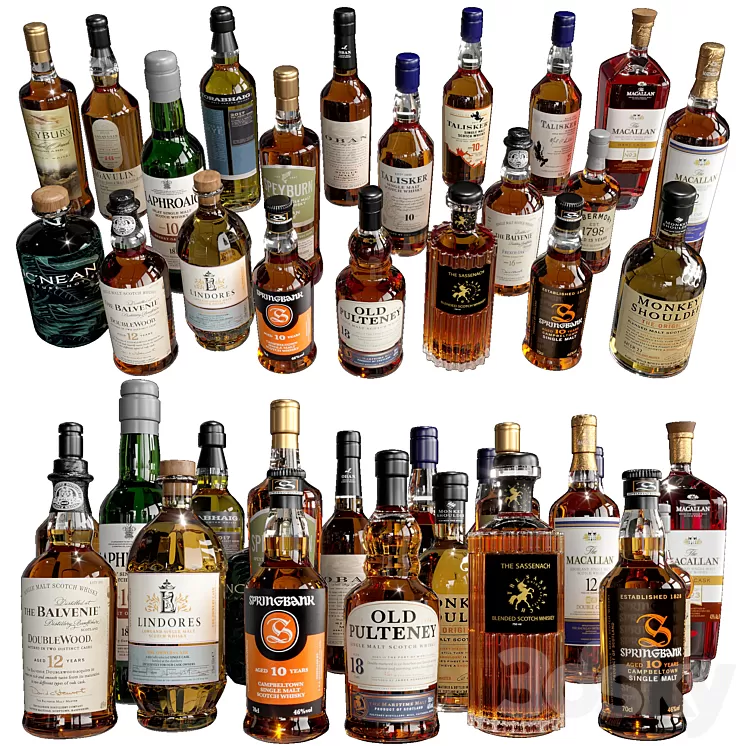 [3DSKY] WHISKEY AND SCOTCH BOTTLE COLLECTION NO4 3D Model Free Download ...