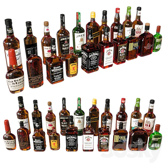 WHISKEY& BOTTLE COLLECTION 3D Model