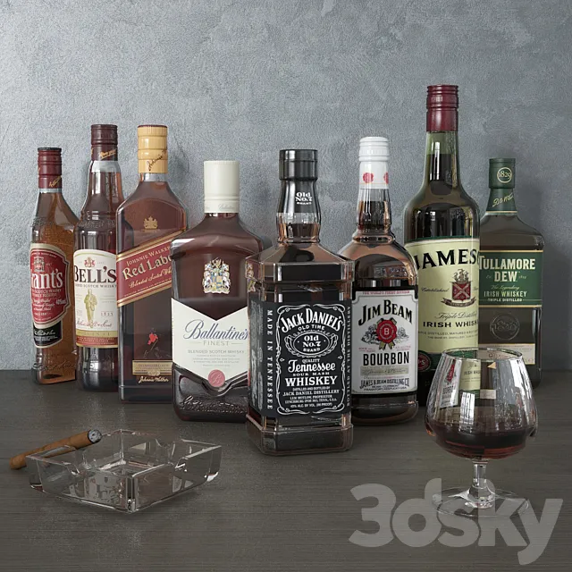 Whiskey Bottles 3D Model