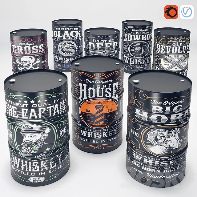 Whiskey oil barel 3D Model Whiskey oil barel 3D Model