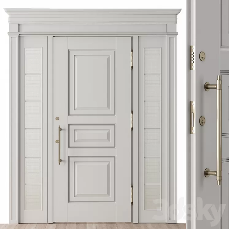 White and Glass Classic Front Door – Set 38 3D Model Free Download