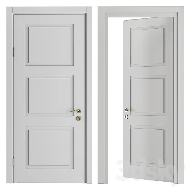White and Gold Classic Door – Set 32 3D Model