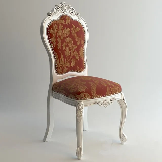 White baroque chair 3D Model