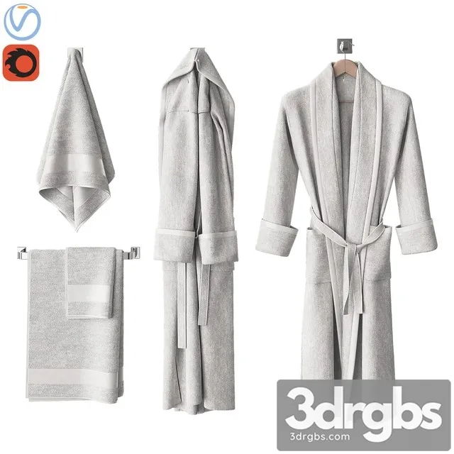 White Bathrobe and Towels 3D Model Download