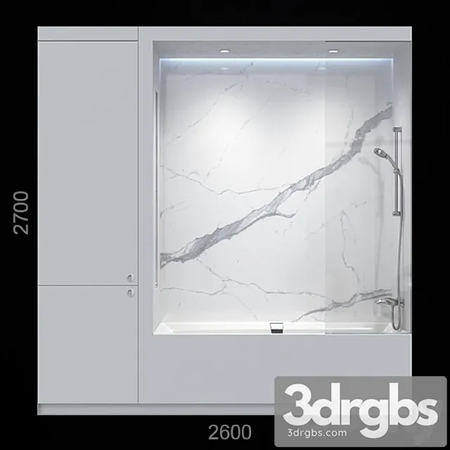 White Bathroom With Closet. 3D Model Download