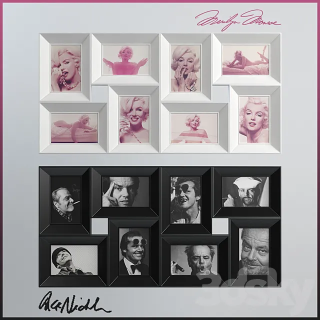 White & Black Eight-Photo Collage Frame 3D Model White & Black Eight-Photo Collage Frame 3D Model