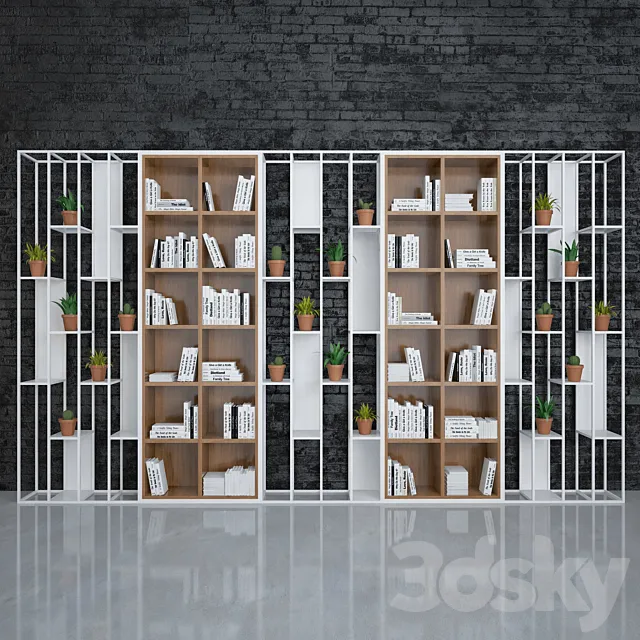 White Book Shelf 3D Model White Book Shelf 3D Model
