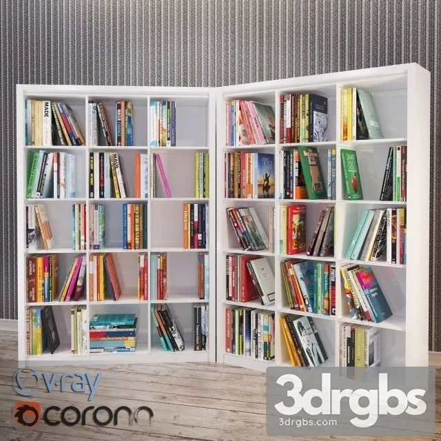 White Bookcase 3D Model Download
