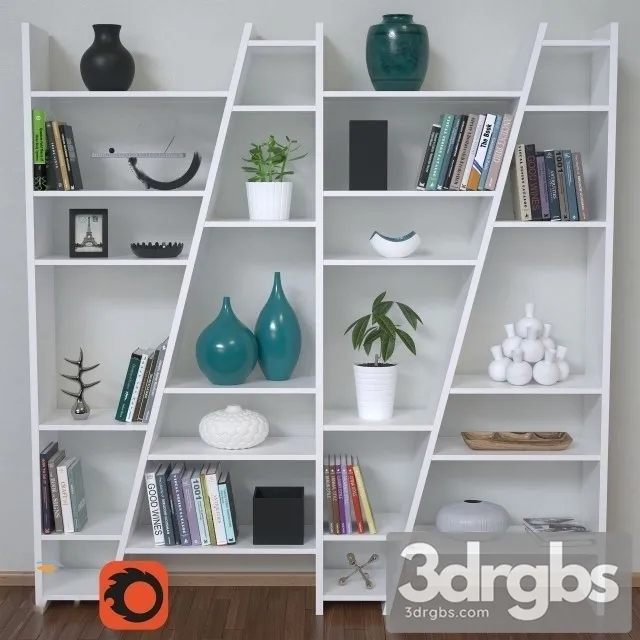 White Bookshelves 3D Model Download