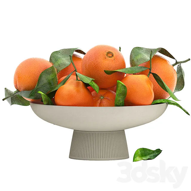 white bowl of oranges 3D Model