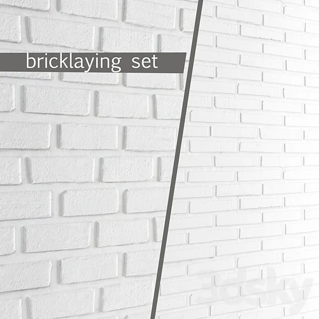 White brick. Set of 2 pieces. Masonry. brick. white. bleached. set. decorative. panel. wall 3DModel White brick. Set of 2 pieces. Masonry. brick. white. bleached. set. decorative. panel. wall 3DModel
