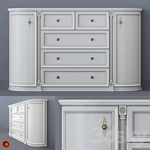 White chest of drawers 3D Model White chest of drawers 3D Model
