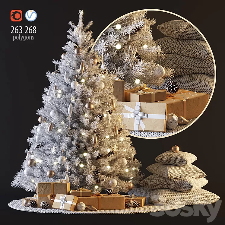 White Christmas tree 3D Model White Christmas tree 3D Model