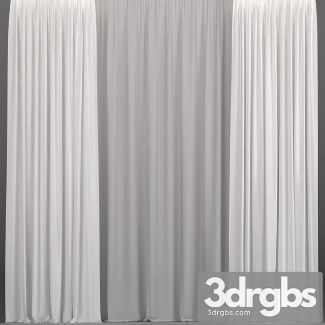 White curtains from tulle. 3D Model Download