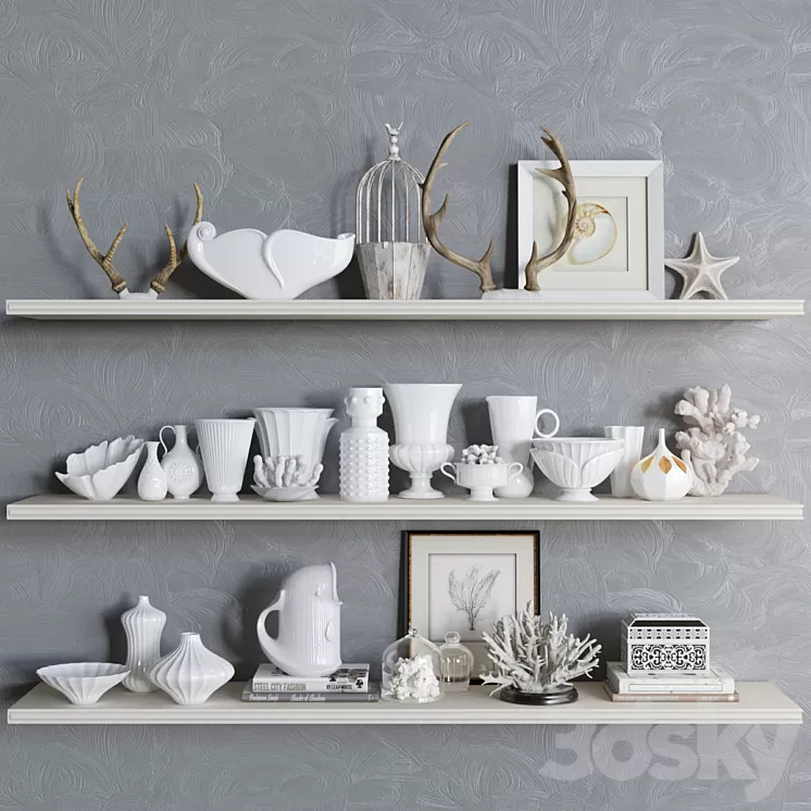 White decoration set 3D Model