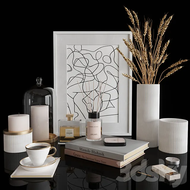 White decorative set 3D Model