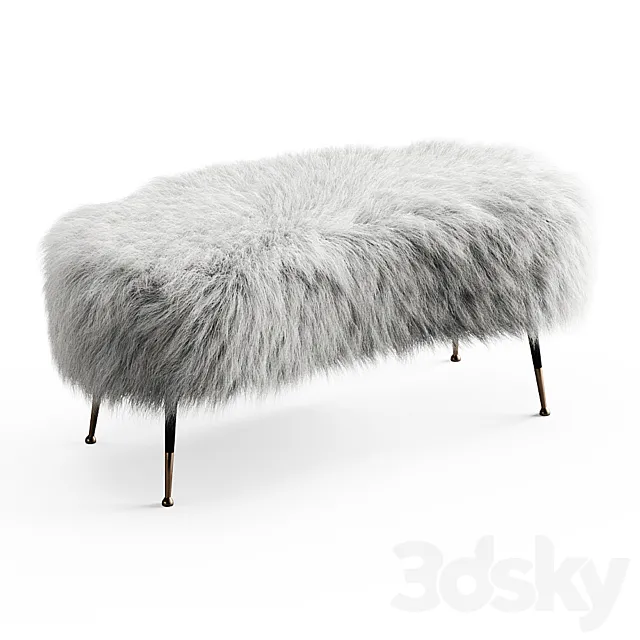 White Fauxfur Gio Ponti Stool 3DModel White Fauxfur Gio Ponti Stool 3DModel
