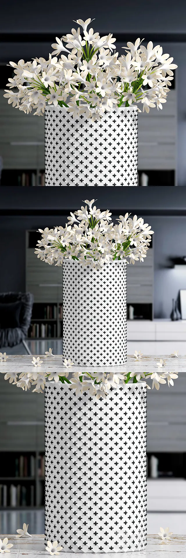 White Flower Vase 3DModel White Flower Vase 3DModel