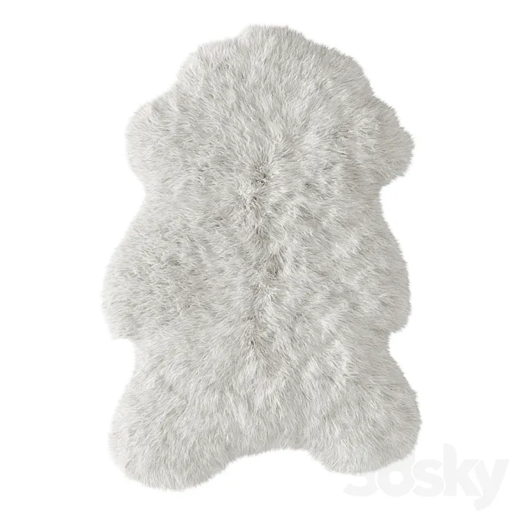 White fluffy sheepskin carpet 3D Model Free Download