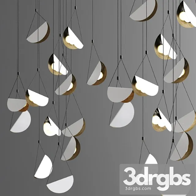 White glider pendant light chandelier 3D Model Download